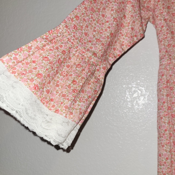 3/$25 Scarlet Darkness Girls Dress Pink Floral Prairie Lace Cottagerore 8-9Y - Picture 3 of 11